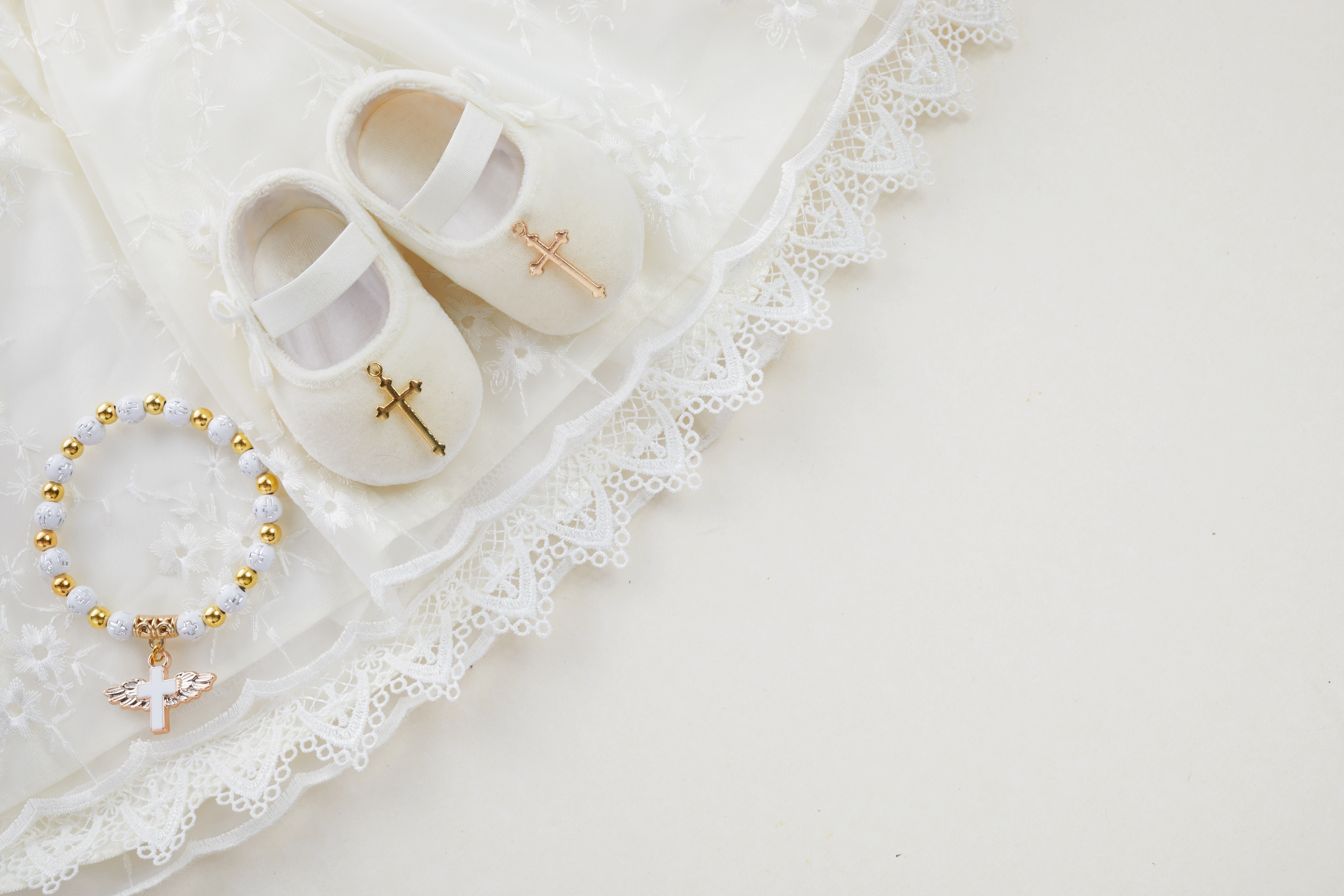 Christening Dress, Booties, and Bracelet